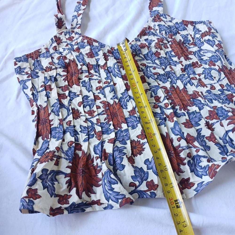 Athropologie Let Me Be Tie-Strap Peplum Floral 100% Cotton Top Womens Size XS - Picture 13 of 16